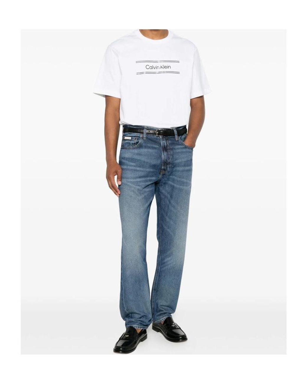 Calvin Klein Blue Faded Straight-Leg Jeans for men