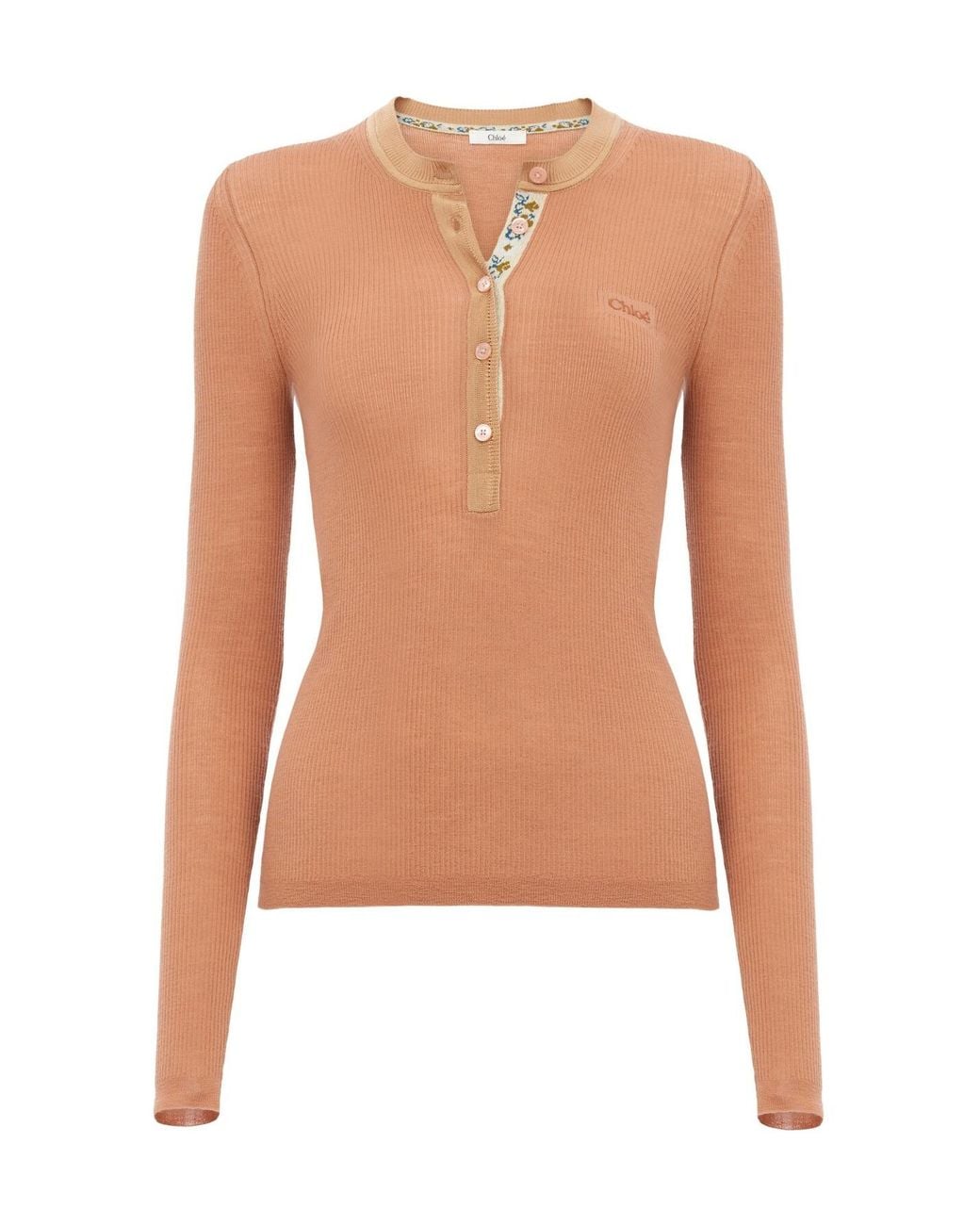 Chloé Multicolor Chloé Mp20 Ribbed Henley Knitted Top