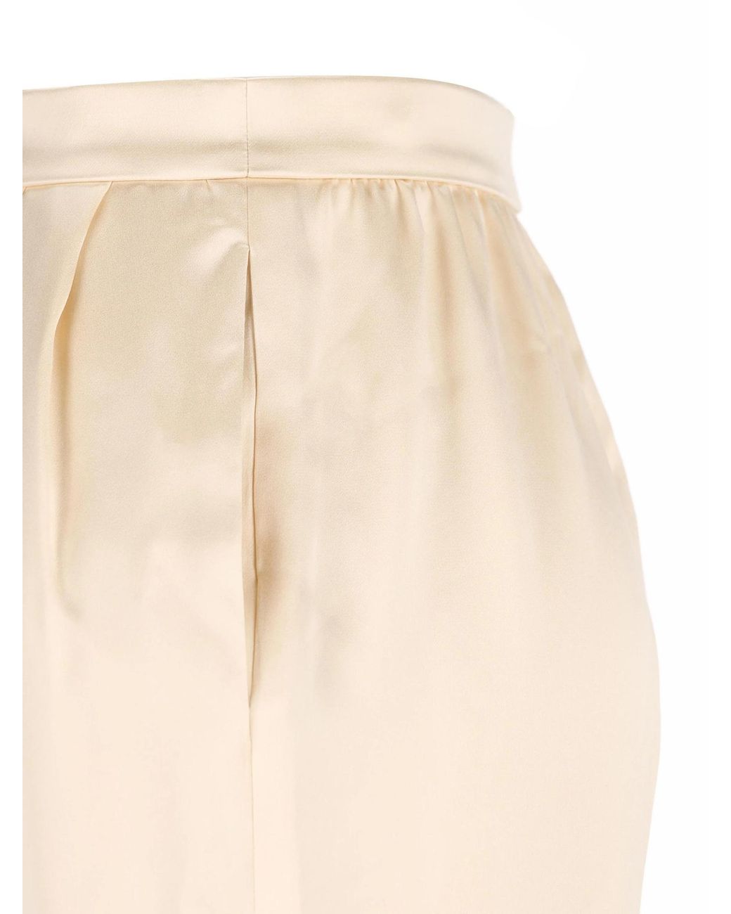 Saint Laurent Natural Pleated Straight Leg Pants
