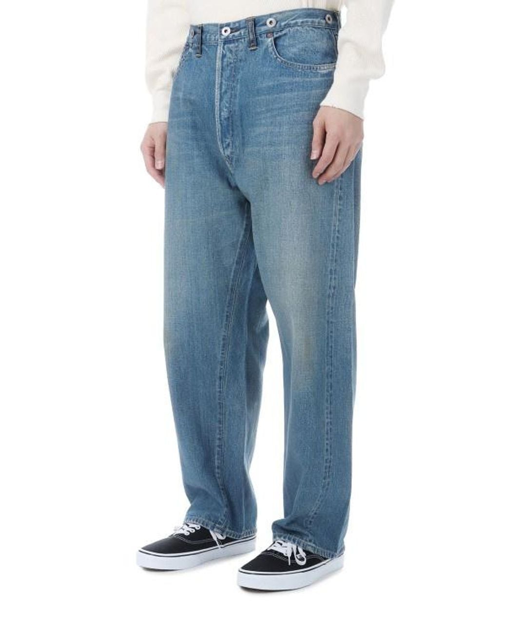 A.PRESSE Blue No.22 Washed Wide Denim Pants for men