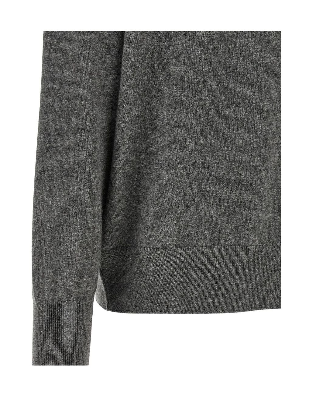 Dries Van Noten Gray Towie Lace V-Neck Knitted Sweater