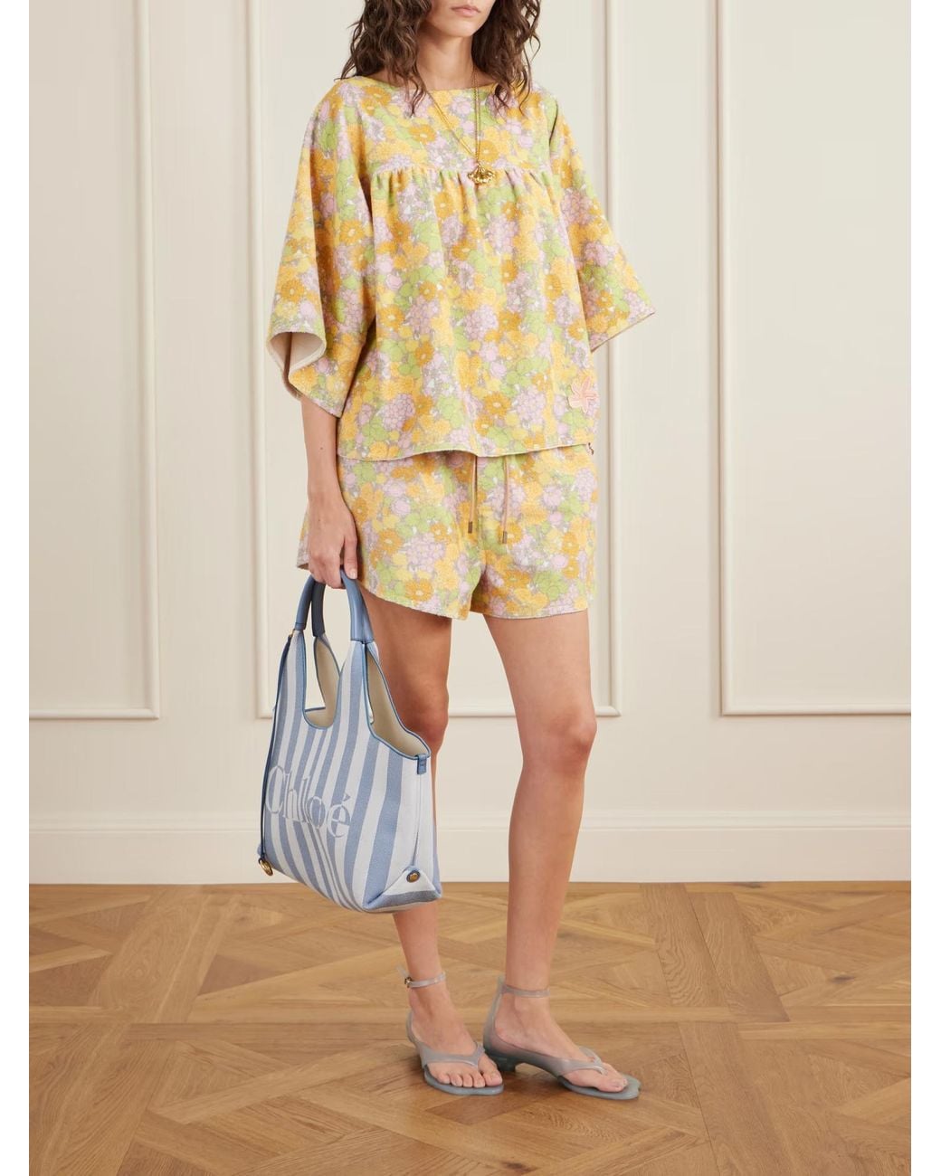Chloé Natural Lace-Up Shorts