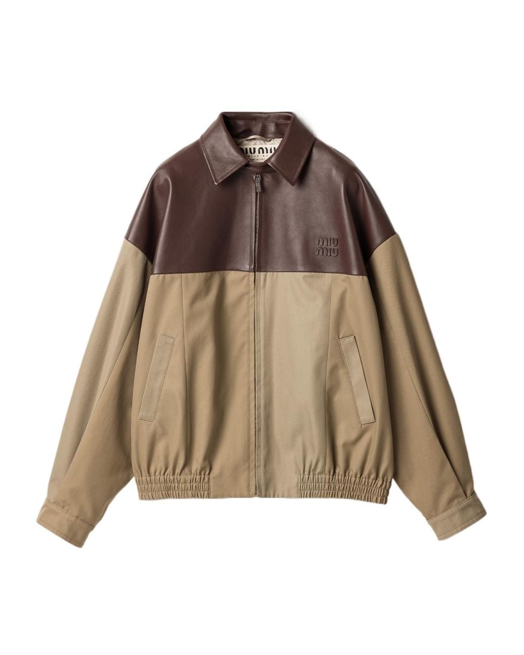 Miu Miu Brown Chino And Leather Blouson Jacket