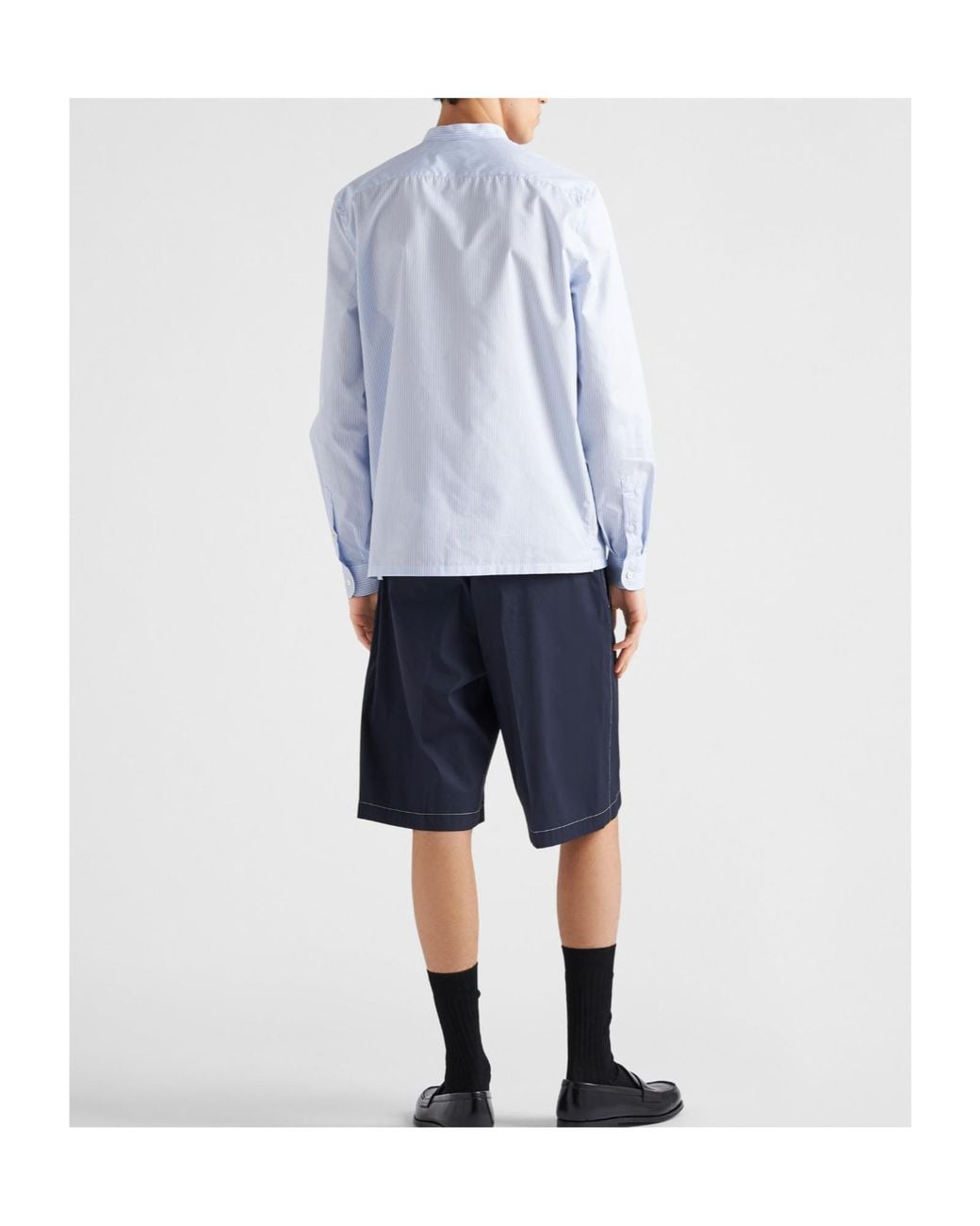 Prada Blue Stretch Poplin Bermudas for men