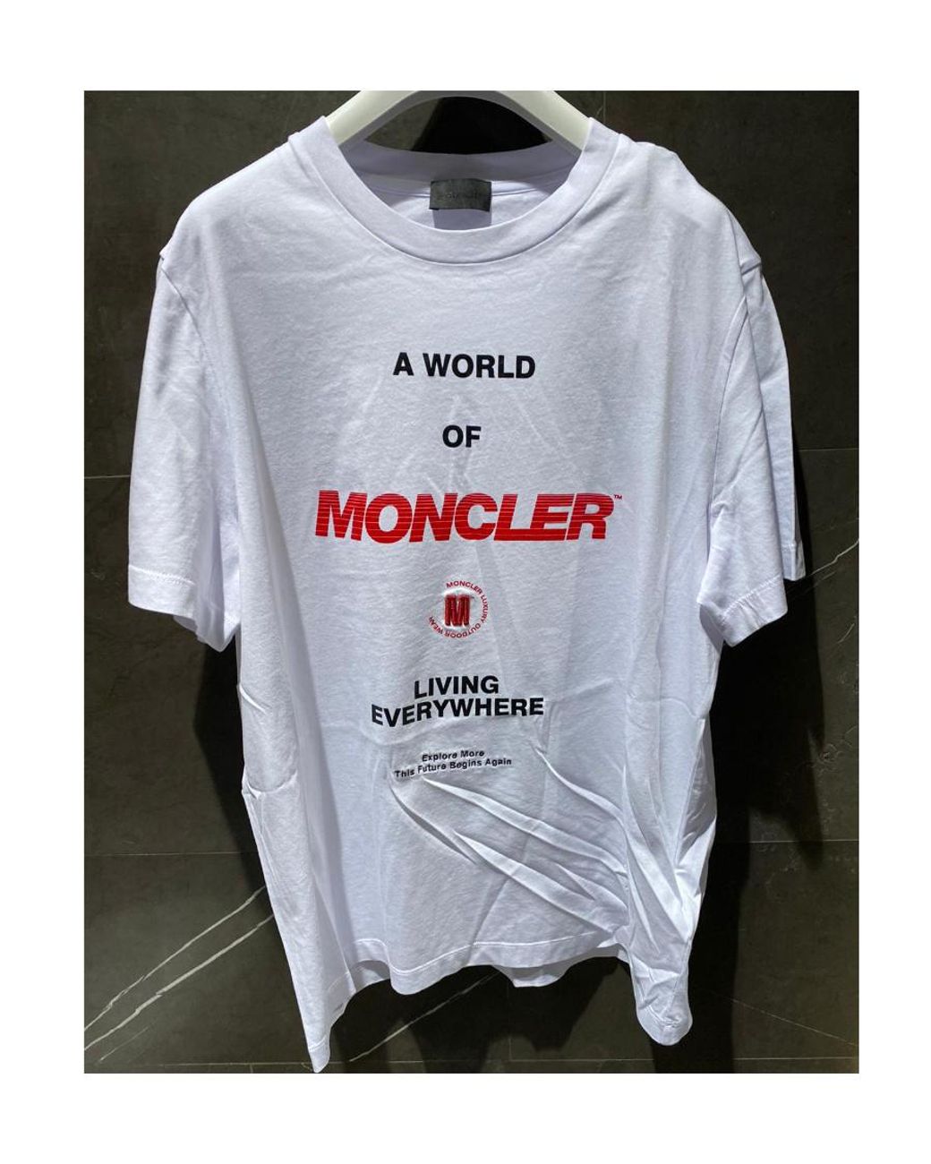 Moncler White Logo Print T-Shirt for men