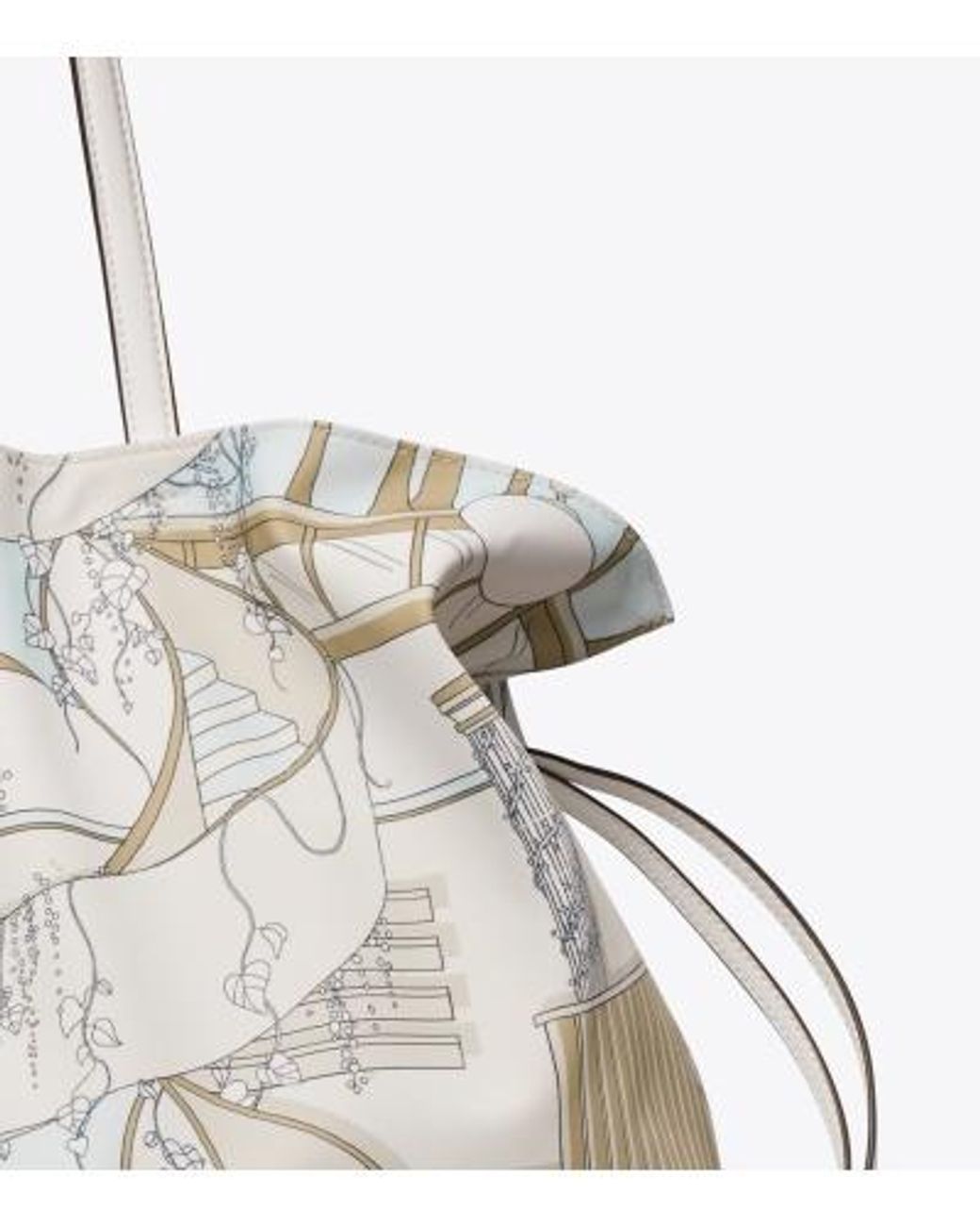 Tory Burch White Large Ella Drawstring Tote Bag