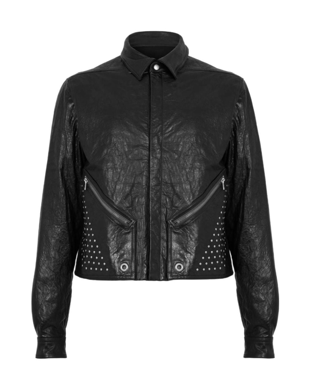 Rick Owens Black Studded Leather Jacket for men