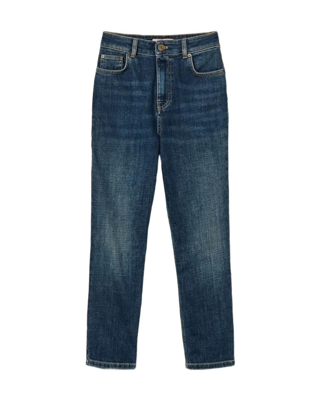 Twinset Blue Five-Pocket Cropped Jeans