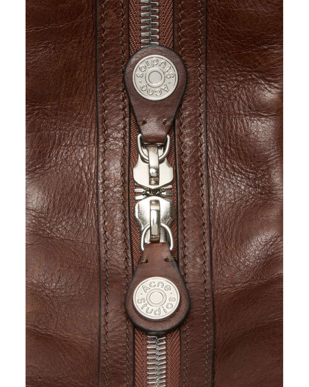 Acne Brown Blucke-Detail Leather Shoulder Bag