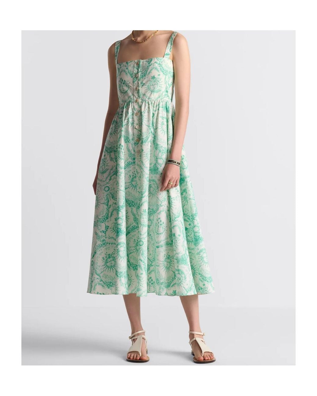 Dior Green Iviera Flared Mid-Length Dress