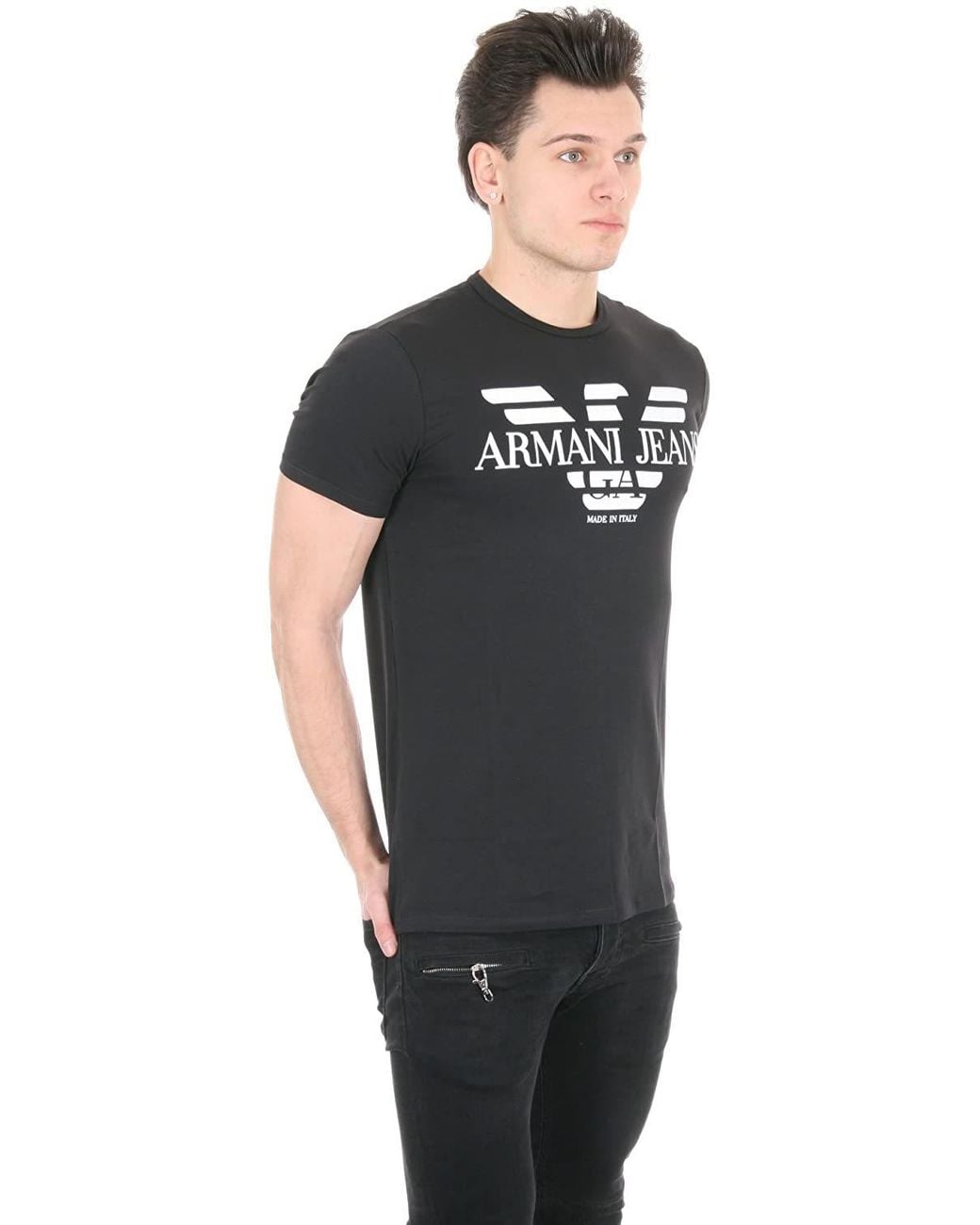 Armani Jeans Black Logo Details T-Shirt for men