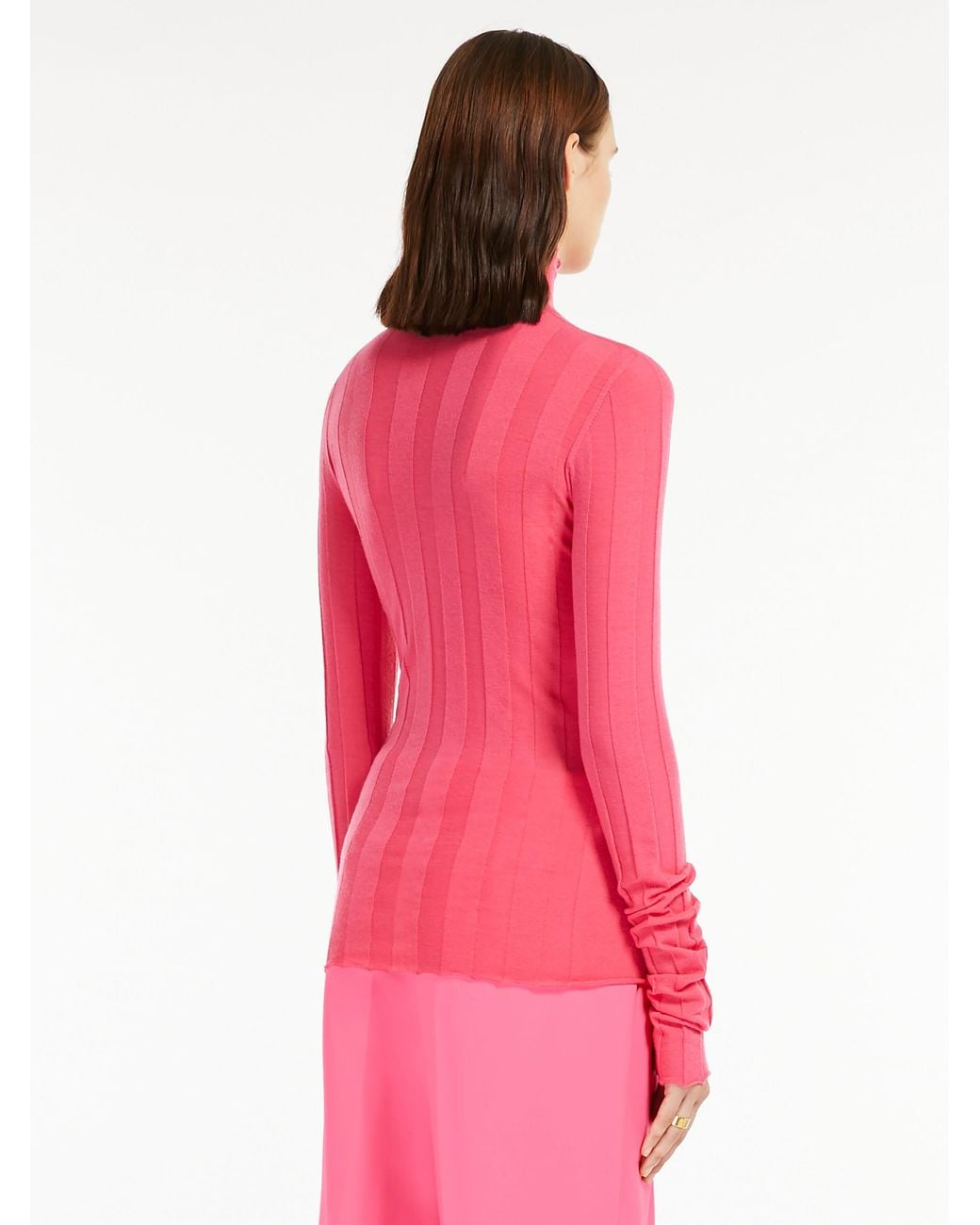Sportmax Pink High Neck Long-Sleeved Top