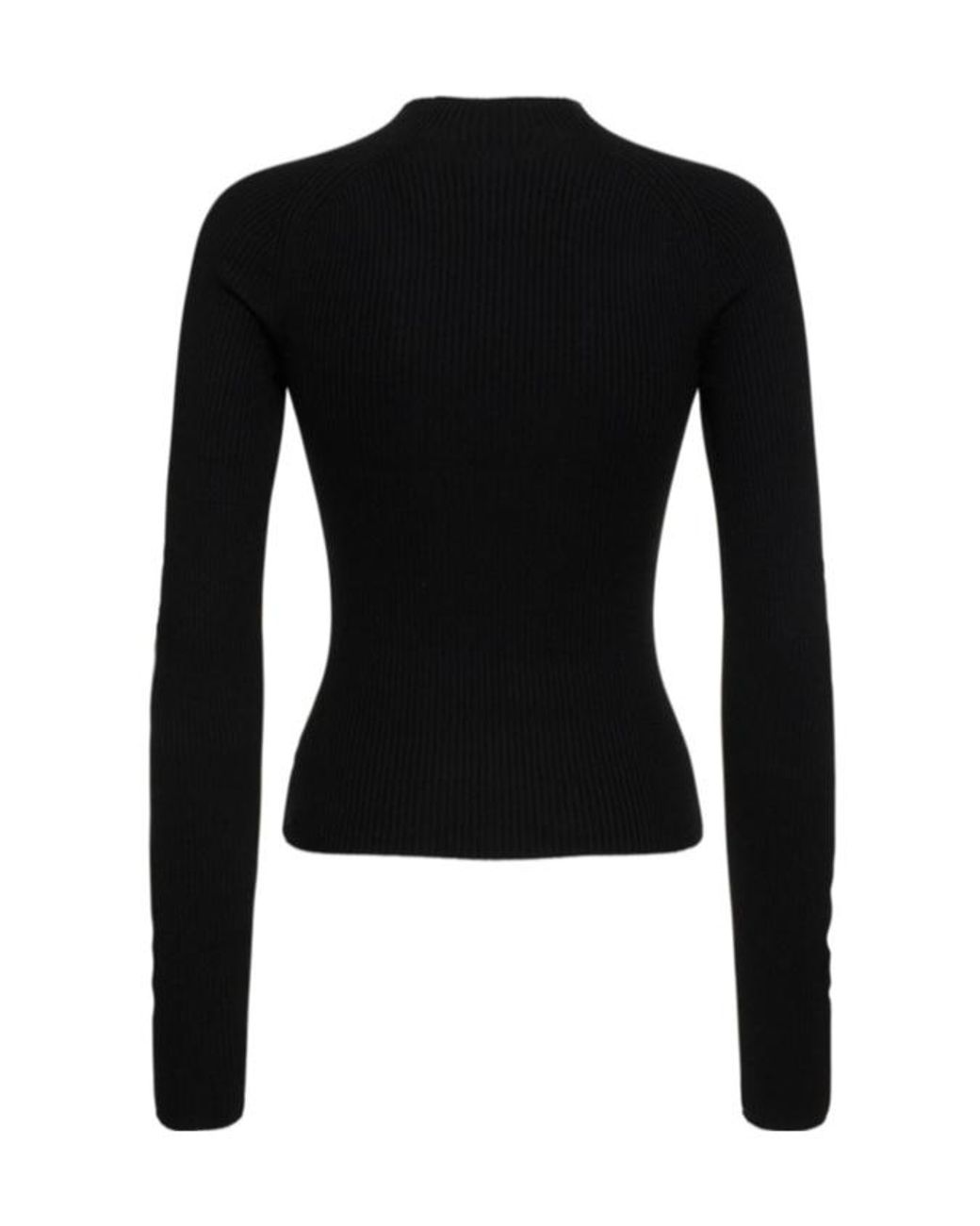 Dion Lee Black Rib Knit Wool Round Neck Sweater