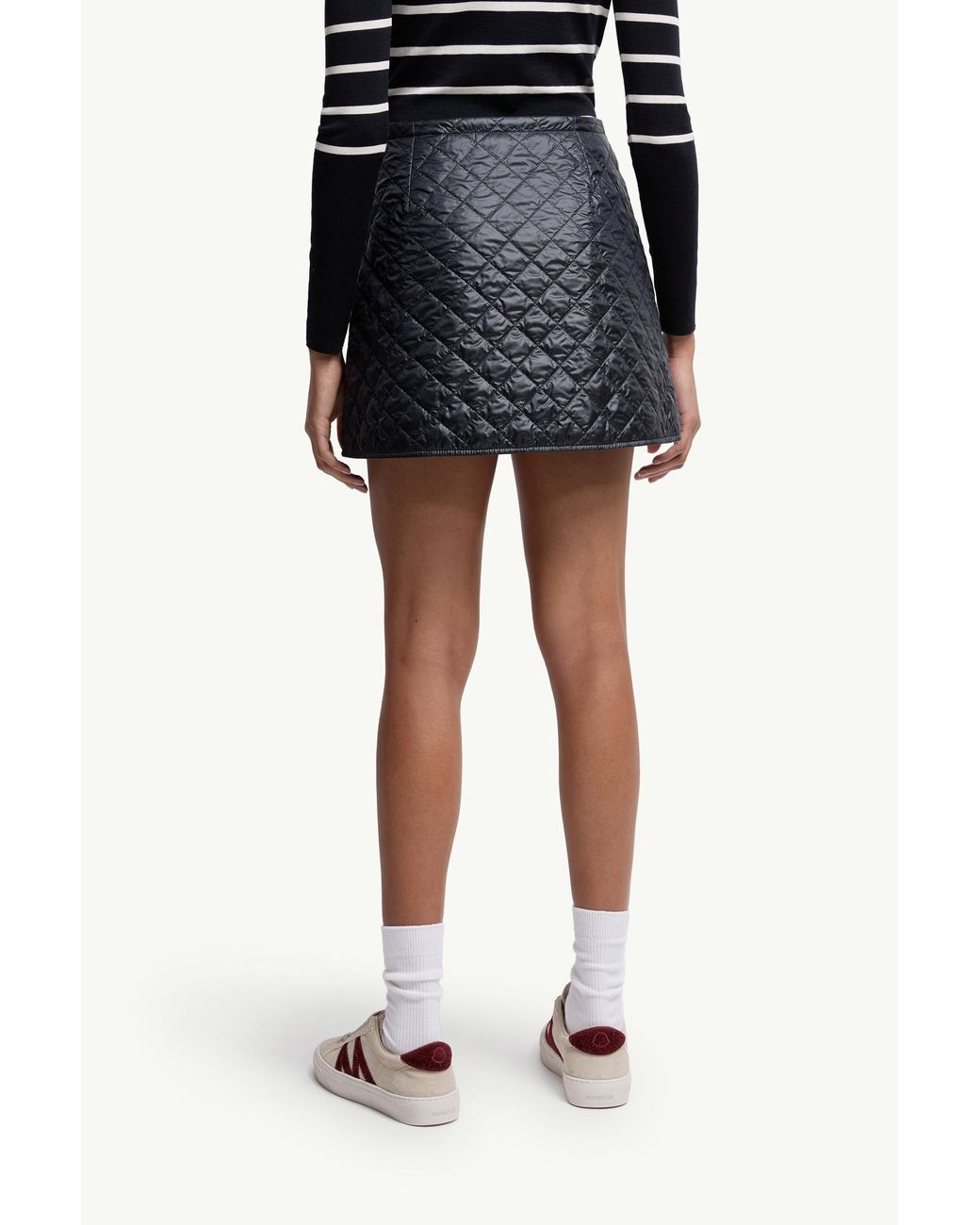 Moncler Blue Logo Patch Quilted Mini Skirt