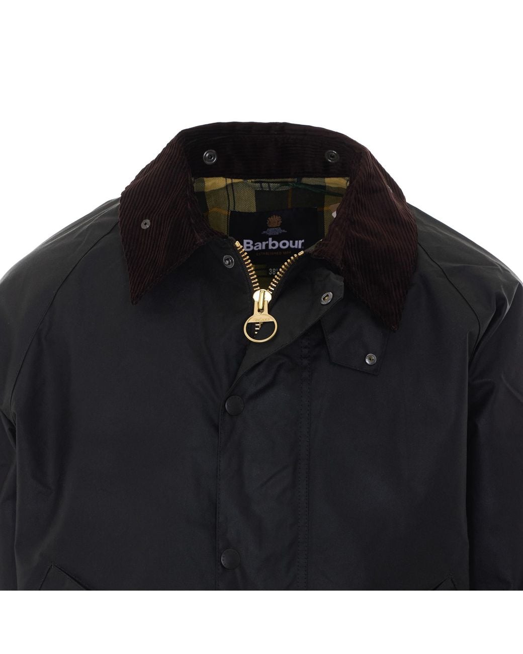 Barbour Black Transport Waxed Jacket With Corduroy Collar for men