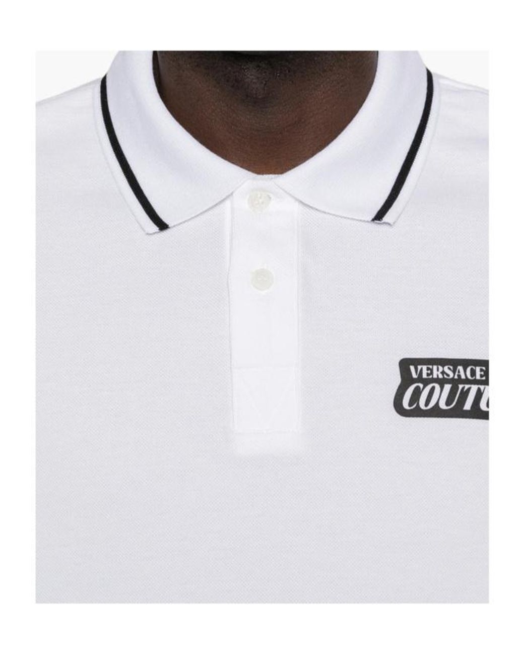 Versace White Logo-Print Polo Shirt for men
