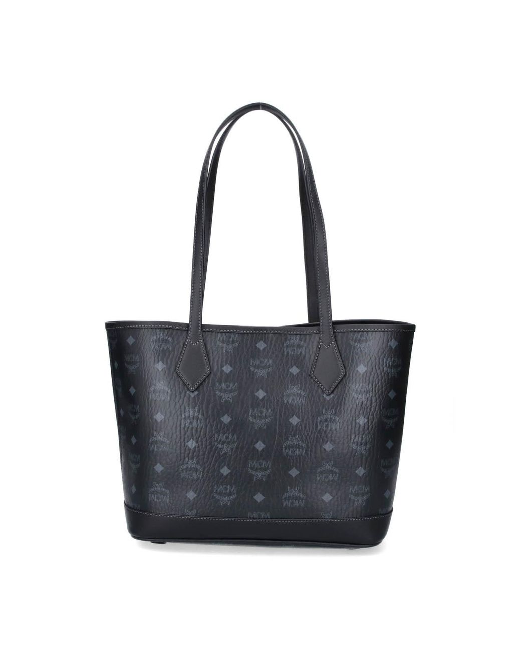 MCM Black Logo Plaque Monogram Tote Bag