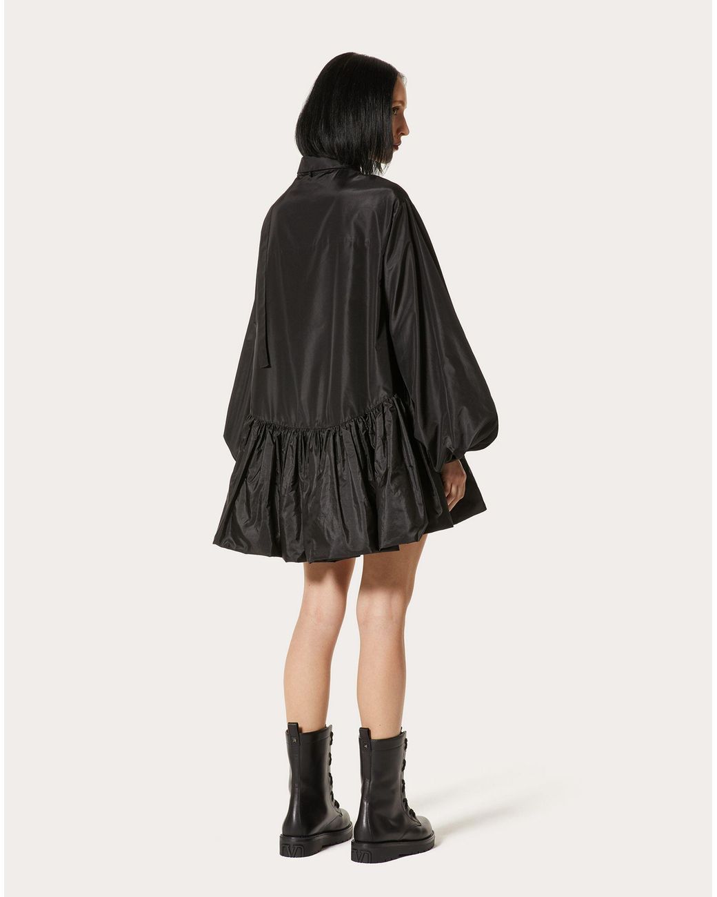 Valentino Black Long-Sleeved Mini Shirt Dress