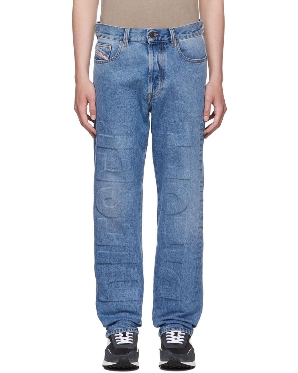 DIESEL Blue D-Mand Mid-Rise Straight-Leg Jeans for men