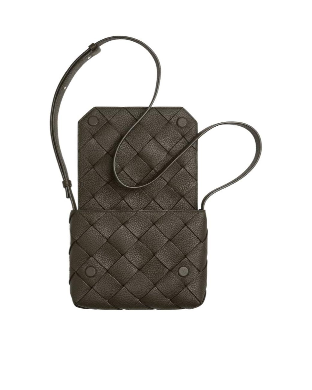 Bottega Veneta Black Diago Intreccio Crossbody Bag for men