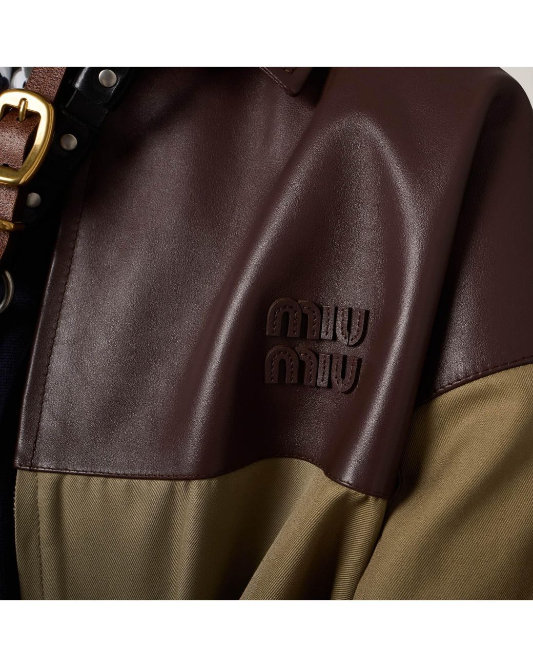 Miu Miu Brown Chino And Leather Blouson Jacket