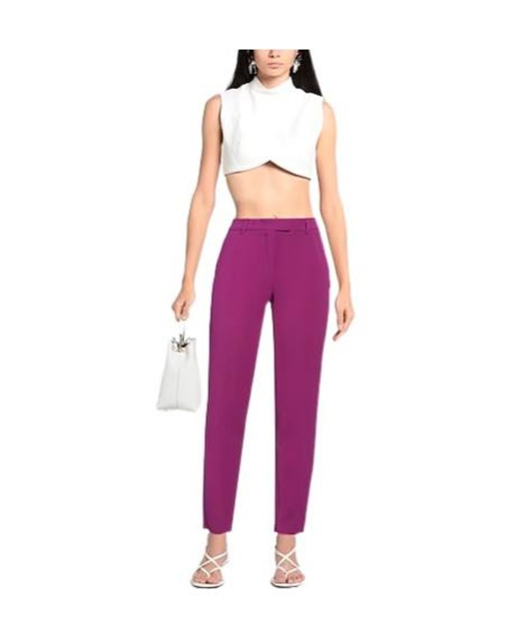Max Mara Purple Minimal Solid-Color Tapered Trousers