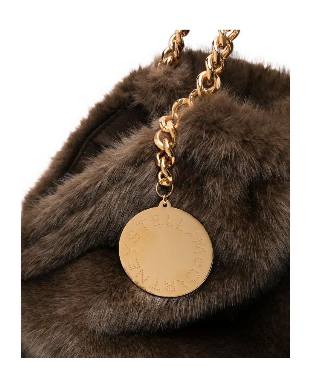 Stella McCartney Black Medium Falabella Faux-Fur Chain-Link Shoulder Bag