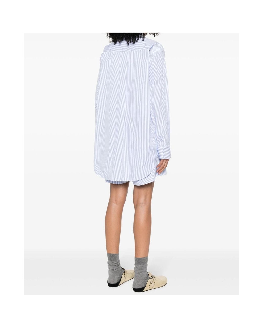 Wardrobe NYC White Striped Cotton Shirtdress