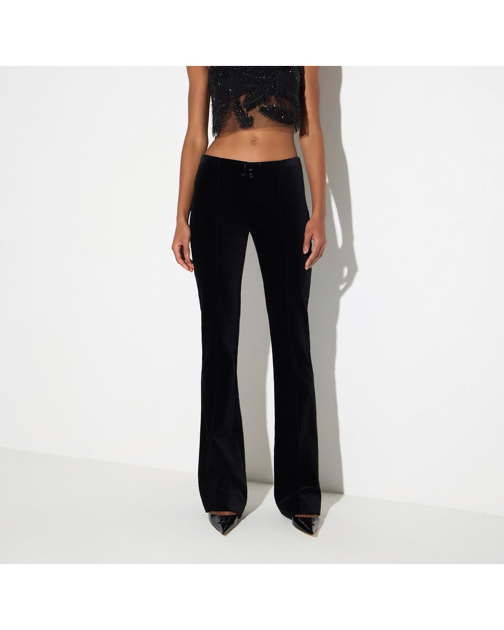 Elisabetta Franchi Black Flared Tailored Pants