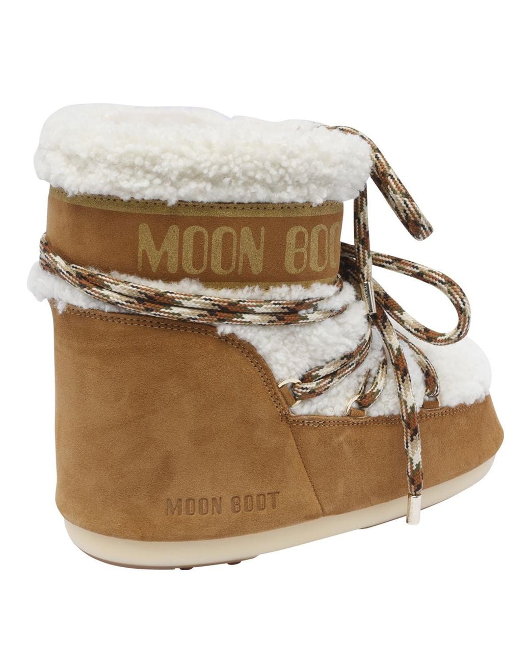 Moon Boot Natural Logo Printed Shearling Lace-Up Boots