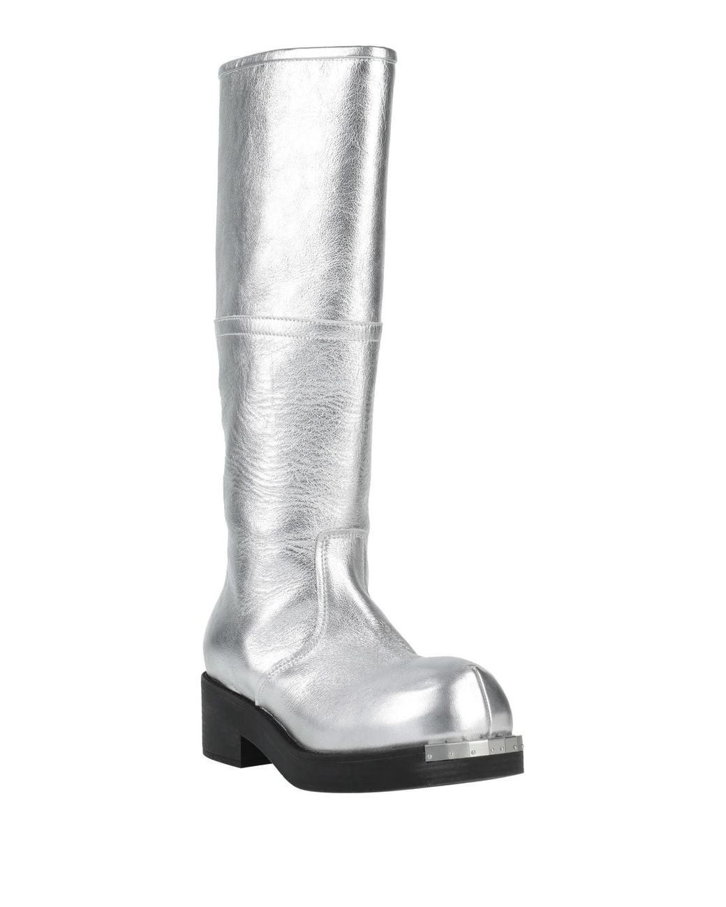MM6 by Maison Margiela White Thick-Soled Knee-High Leather Boots