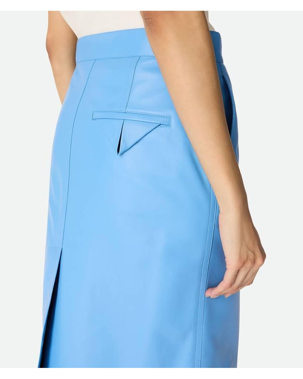 Bottega Veneta Blue Leather Skirt