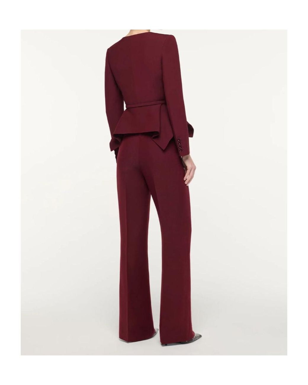 Roland Mouret Red Wide-Leg Silk-Blend Trousers