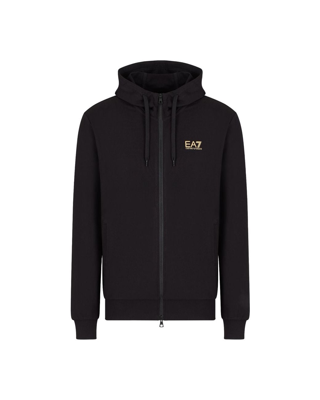 EA7 Blue Logo-Detail Zip-Up Hoodie for men