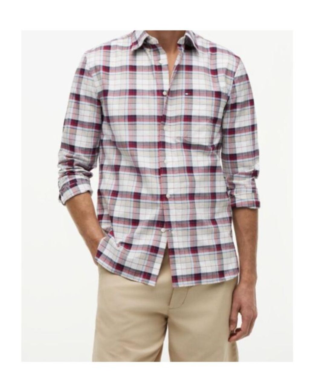 Tommy Hilfiger Red Check-Print Button-Down Shirt for men