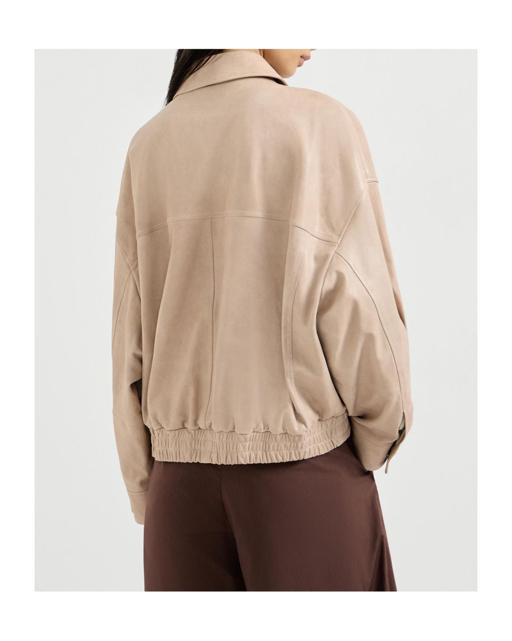 Brunello Cucinelli Natural Leather Bomber Jacket