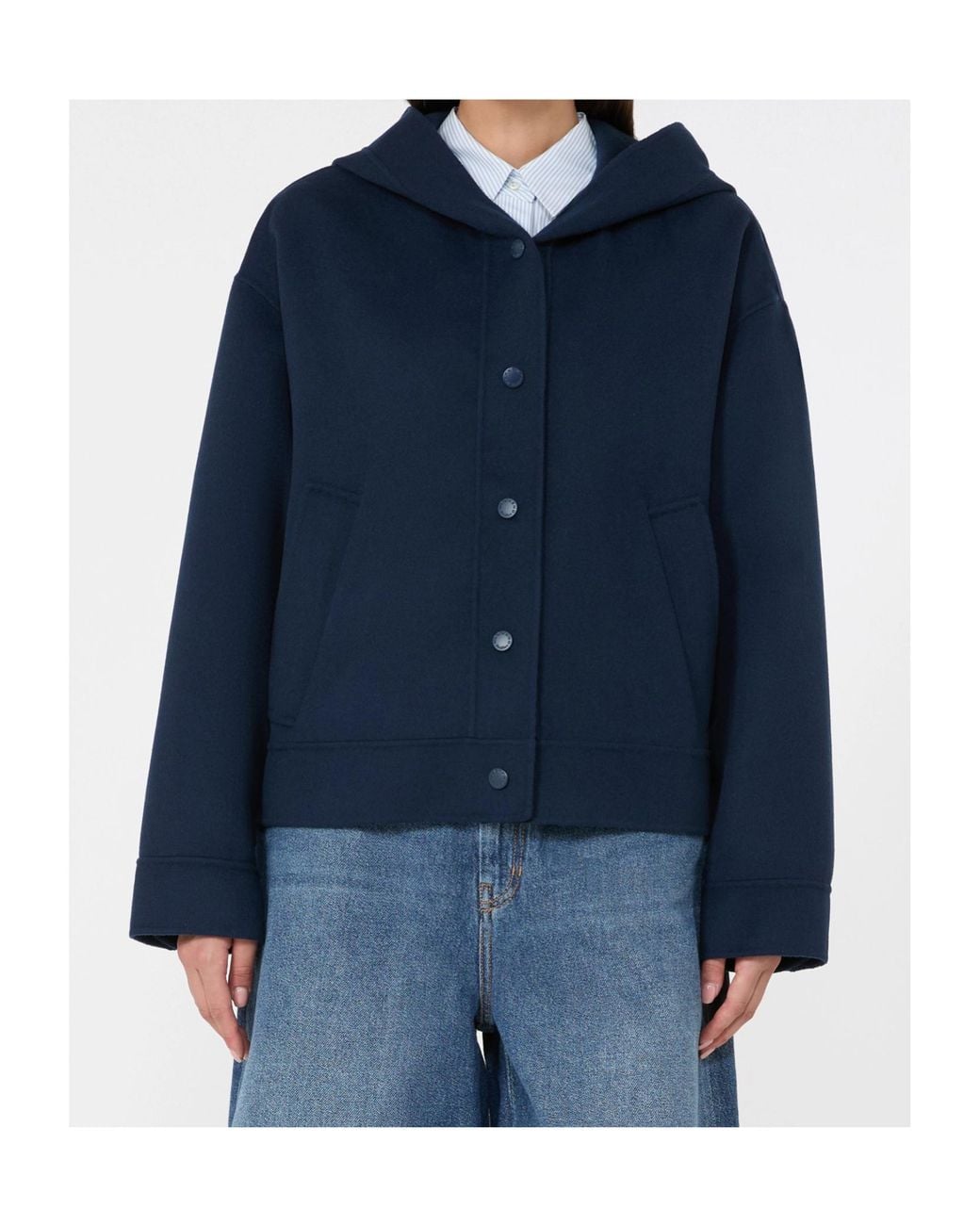 Weekend by Maxmara Blue Relaxed Fit Hooded Coat