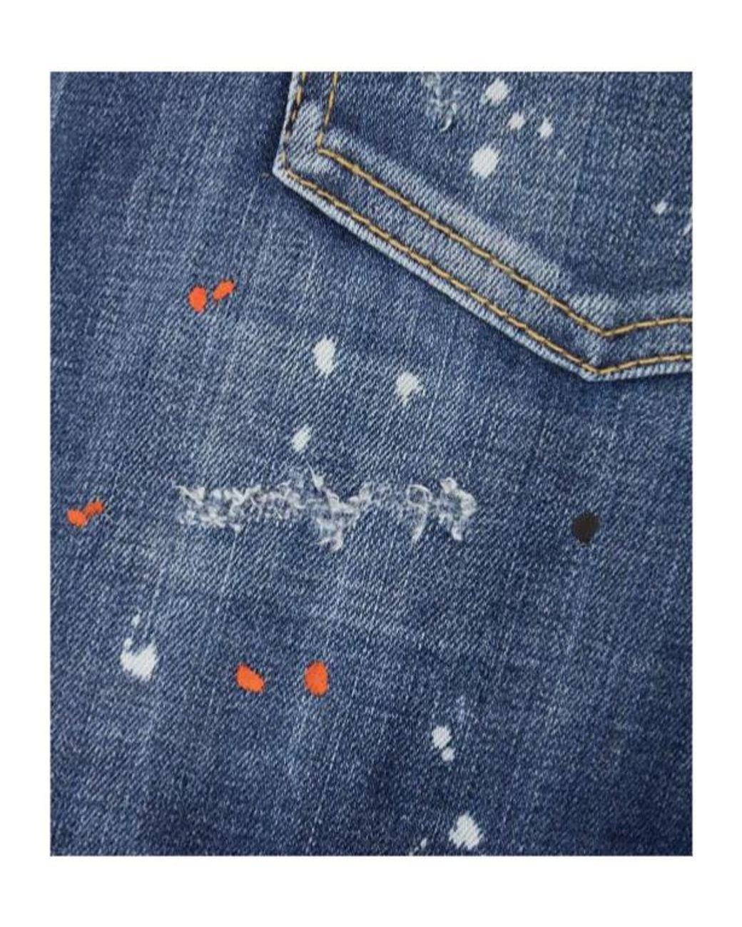 DSquared² Blue Logo-Patch Distressed Jeans
