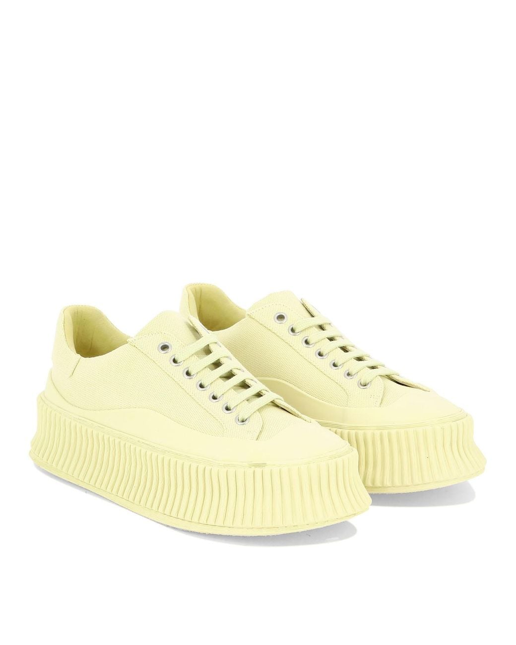 Jil Sander Yellow Panelled Round-Toe Sneakers