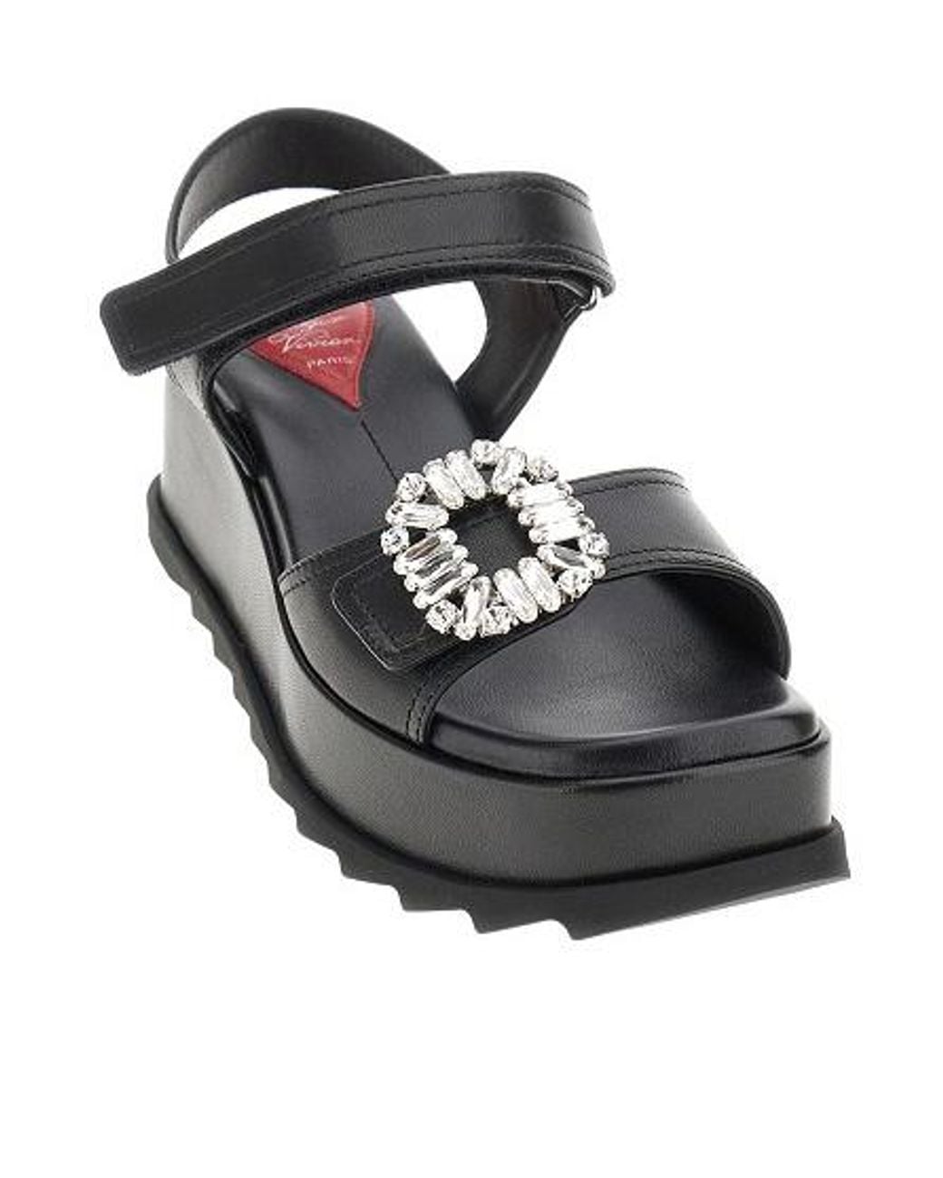 Roger Vivier Black Slidy Viv' Wedge Sandals