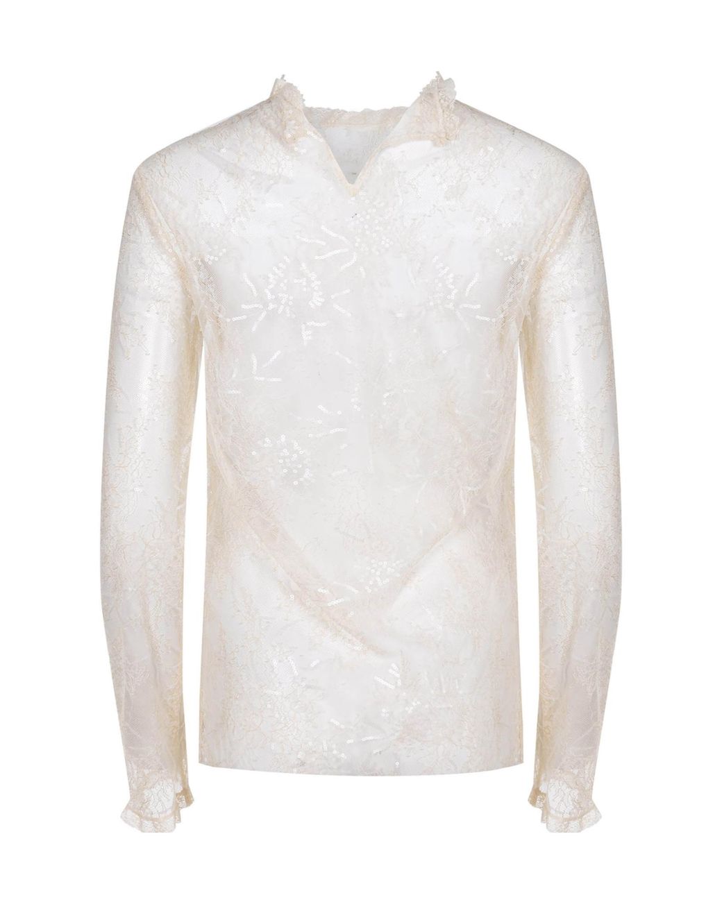 Alberta Ferretti White Embroidered Laced Blouse
