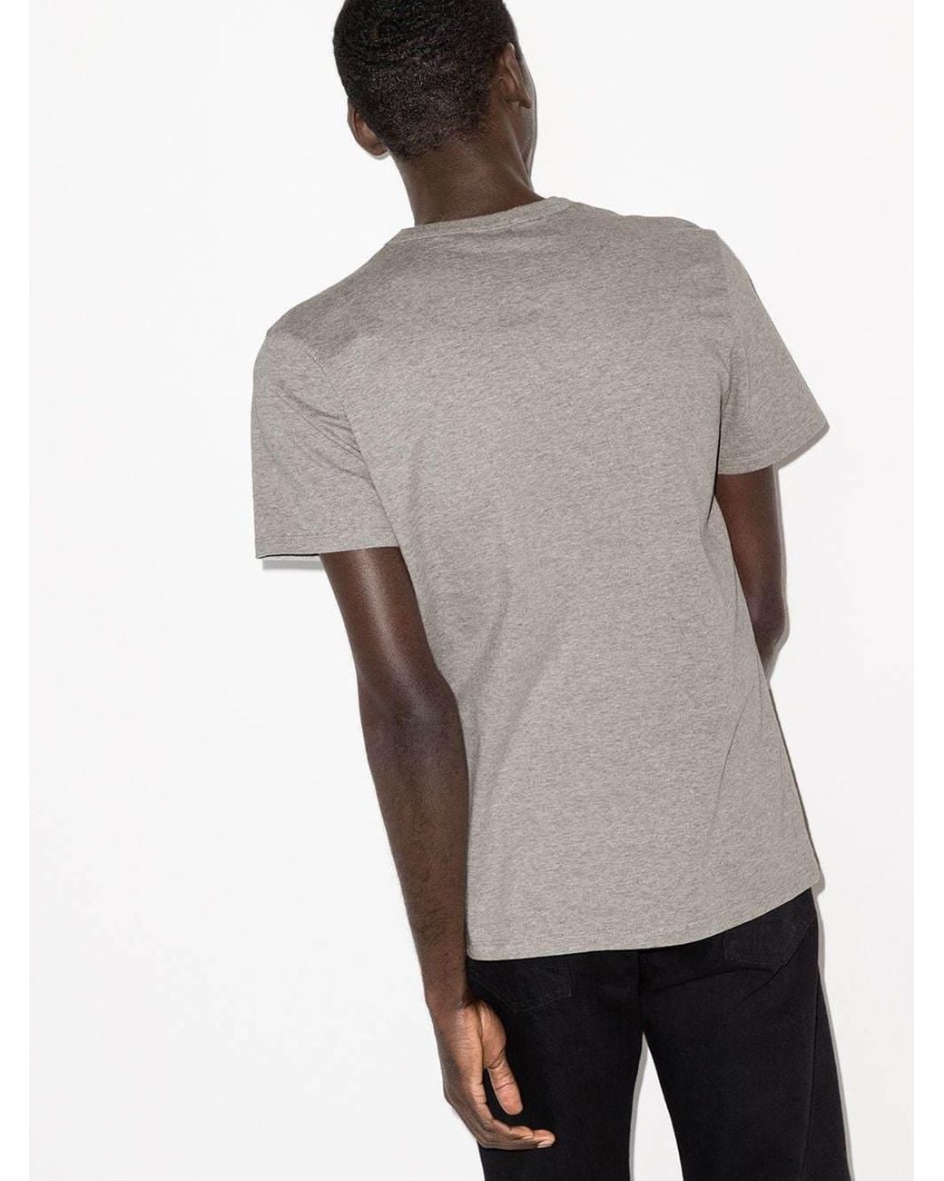 Maison Kitsuné Gray Fox Logo Embroidered T-Shirt for men