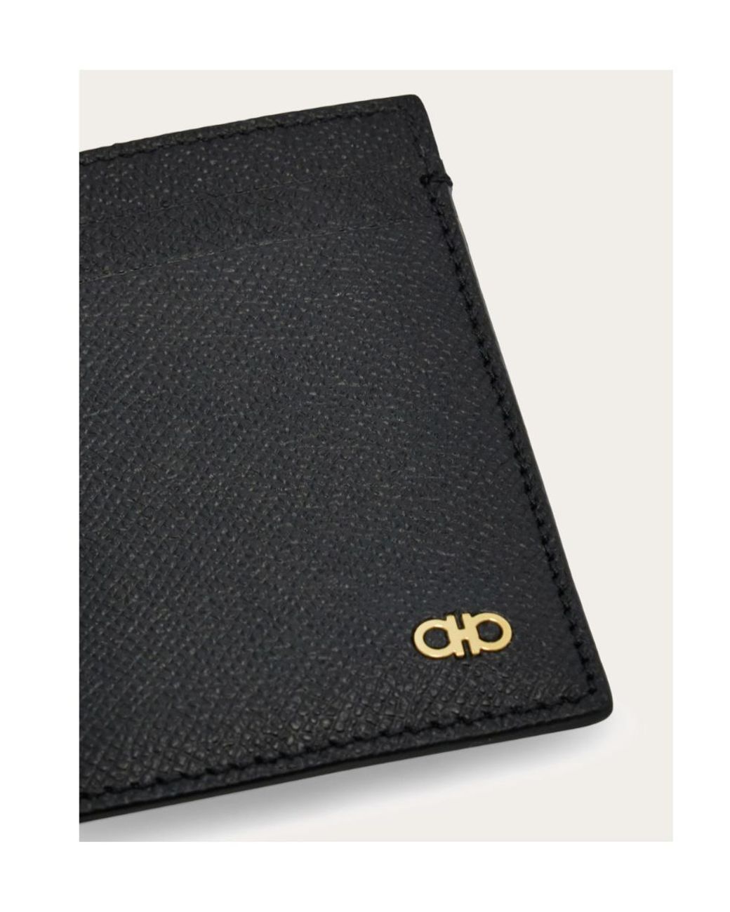 Ferragamo Black Ferragamo Logo Money Clip Cardholder Wallet for men