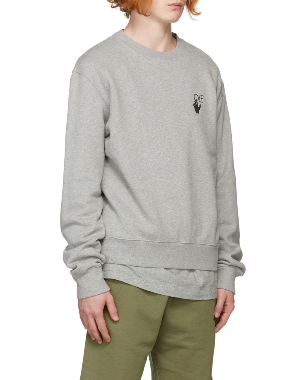 Off-White c/o Virgil Abloh Gray Logo-Print Long-Sleeve Sweatshirt for men