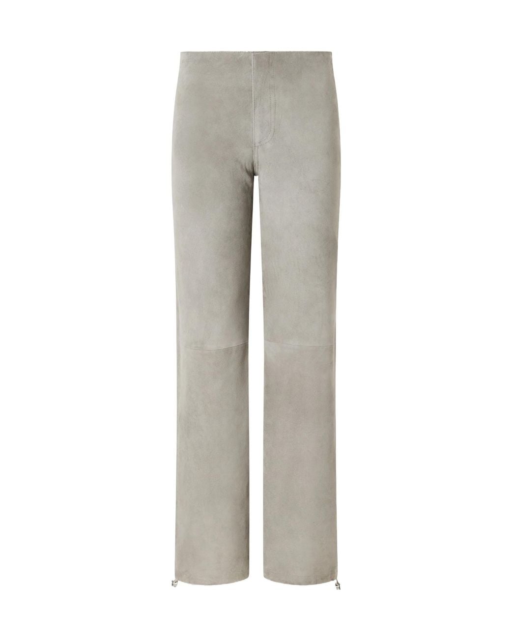 Still Here Gray Suede Low-Rise Straight-Leg Pants