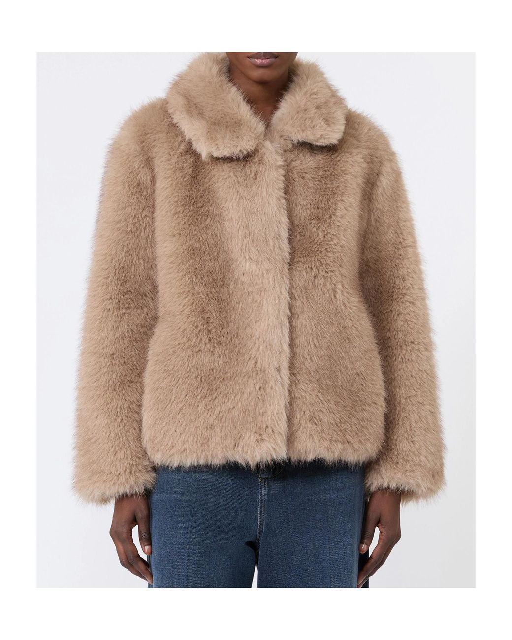 Max Mara Brown Faux Fur Short Coat