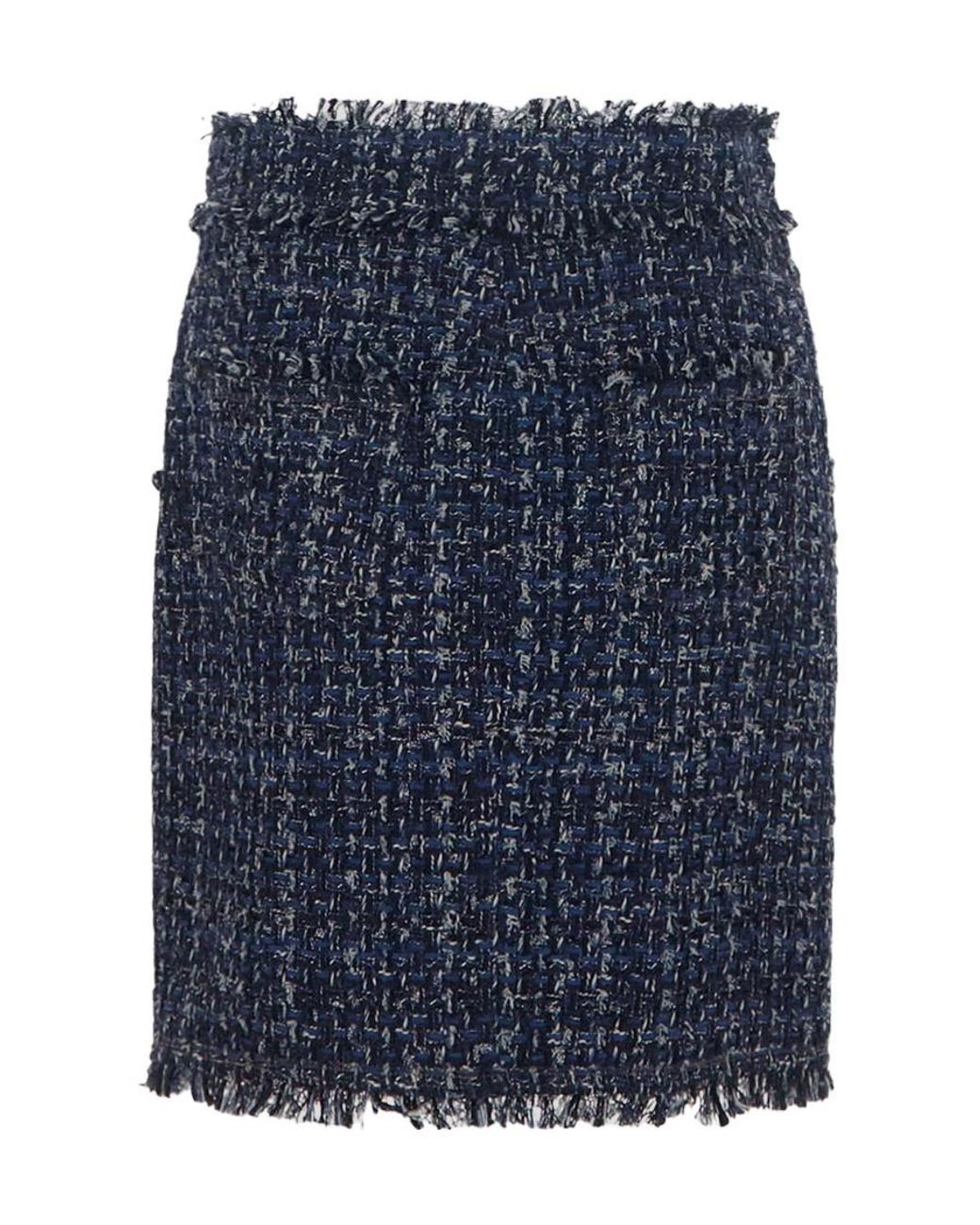 Balmain Blue Denim Tweed Mini Skirt