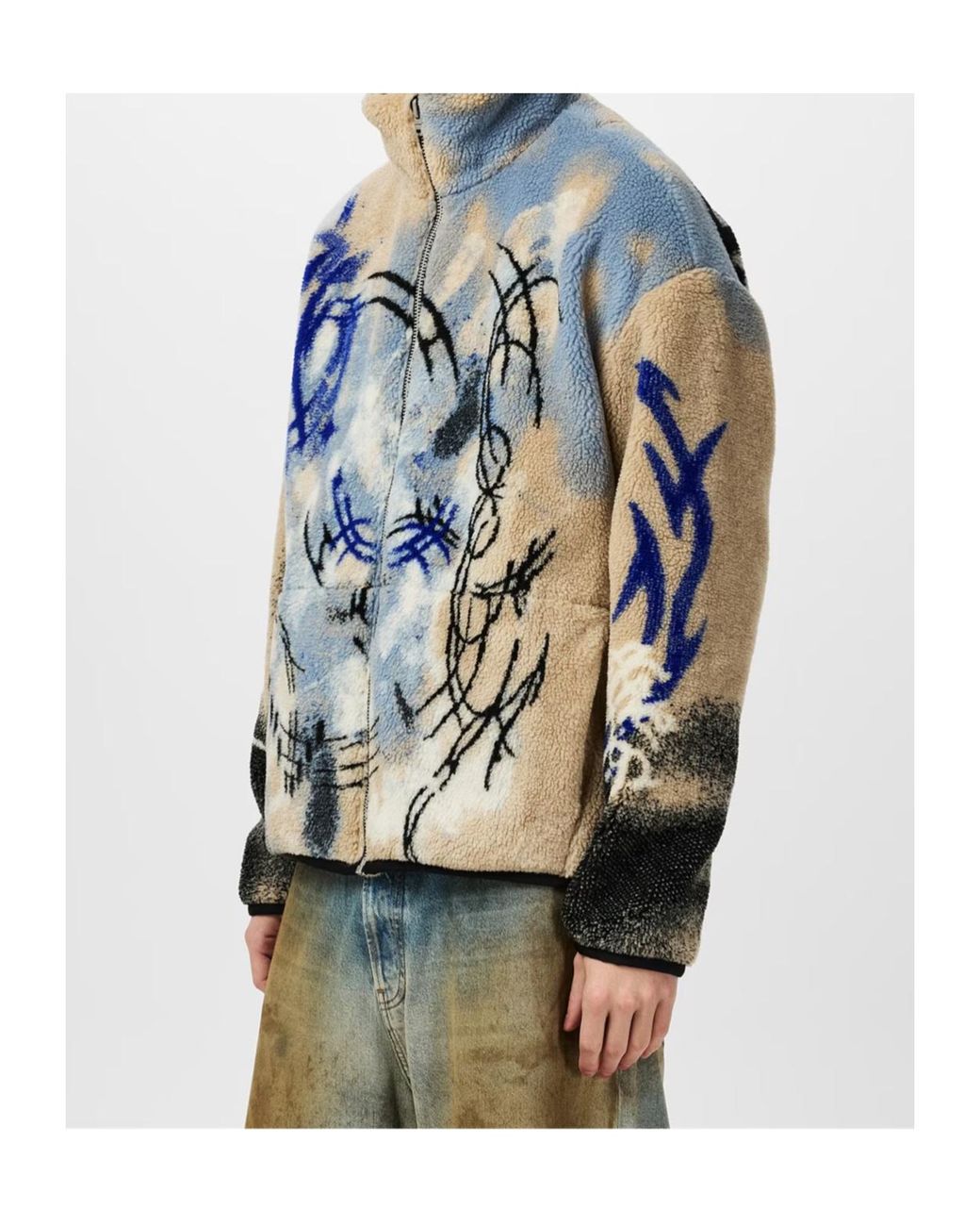 Acne Blue Teddy Jacquard Casual Jacket for men
