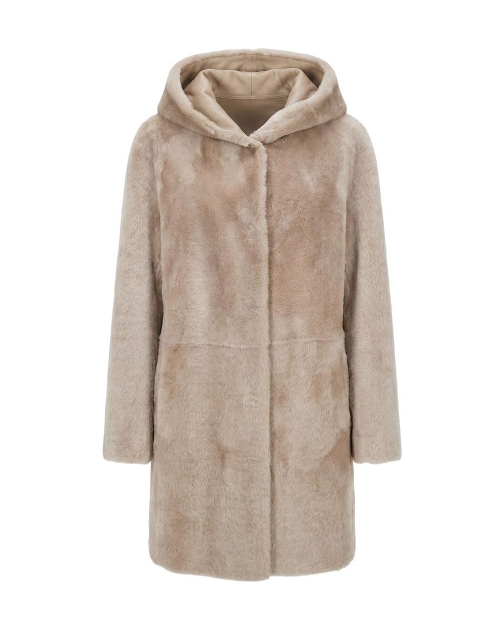 Manzoni 24 Natural Hooded Shearling Coat