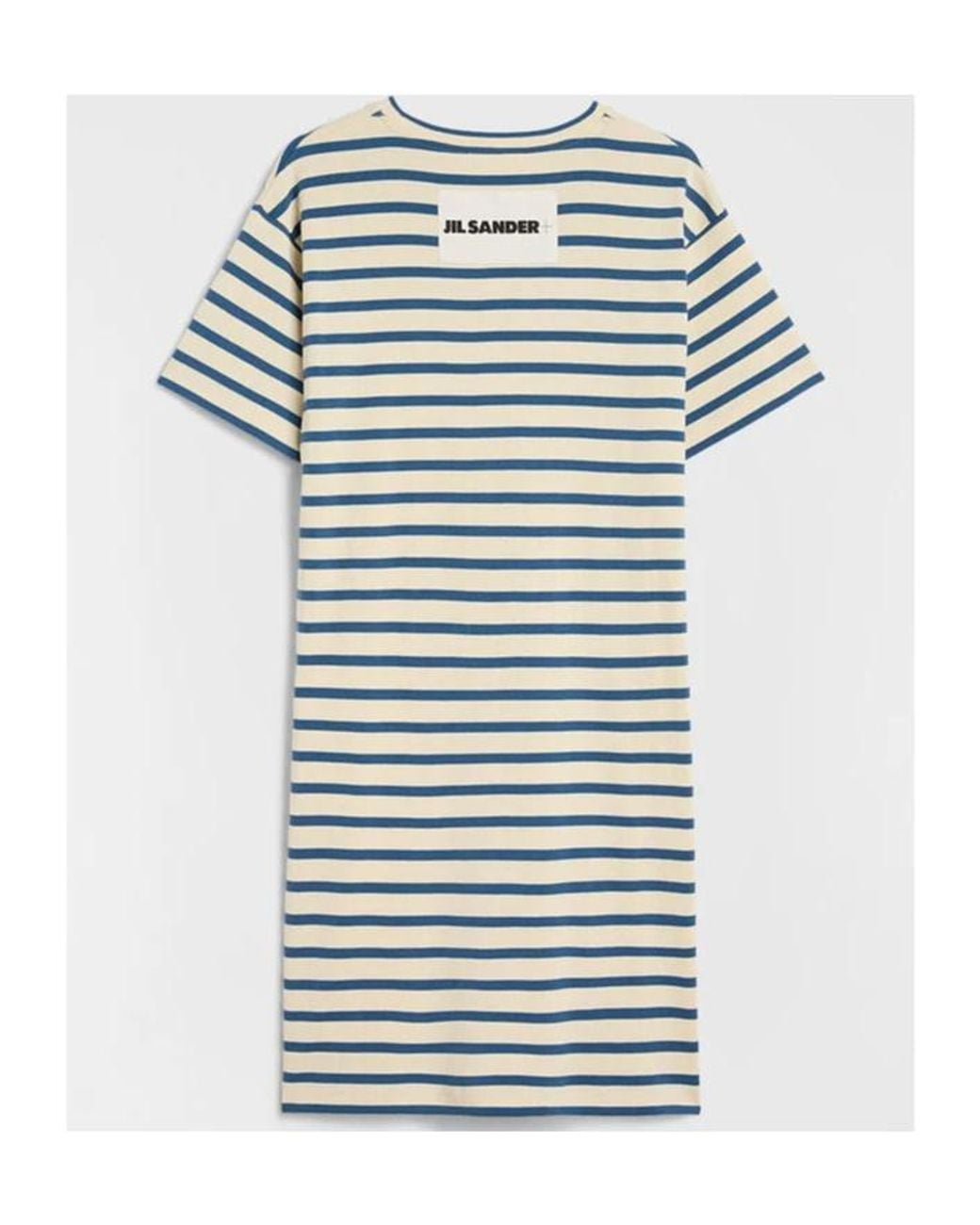 Jil Sander Gray Cotton Crew-Neck Dress